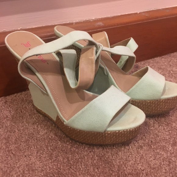 JustFab Mint, Ankle Wrap Wedges - Picture 1 of 2
